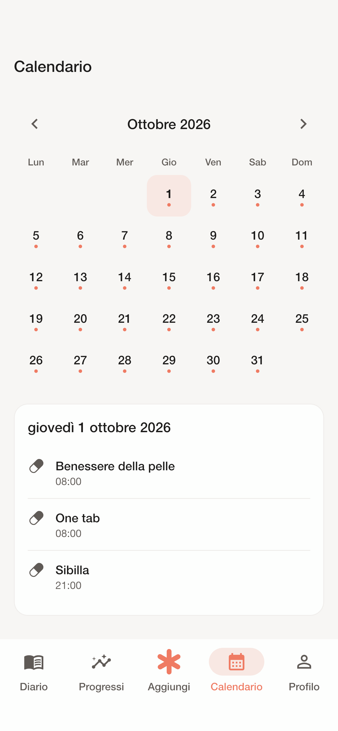 Calendario e appuntamenti in POSTILLO