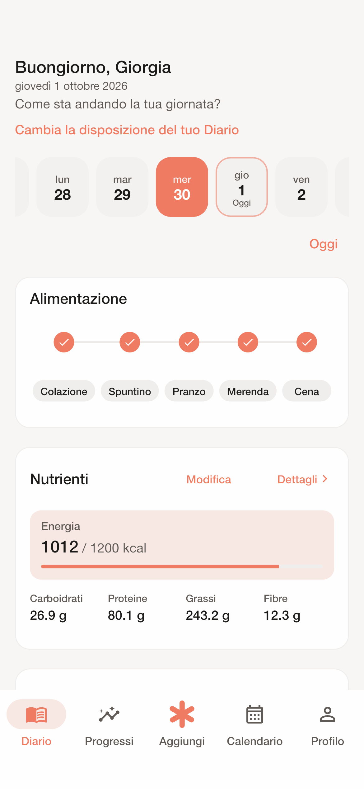Diario POSTILLO: giornata con moduli organizzati